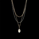 Blume romantische Perlen oval dreilagige Kreuz Schlsselbein Kette Halskettepicture8