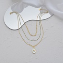 Blume romantische Perlen oval dreilagige Kreuz Schlsselbein Kette Halskettepicture10