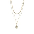 Blume romantische Perlen oval dreilagige Kreuz Schlsselbein Kette Halskettepicture12