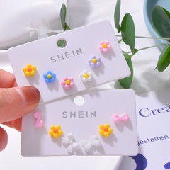 Korean fashion cute 6 pairs of flower sweet children bow earrings set