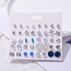 retro flower niche fashionable popular pearl bow 20 pairs of earrings set