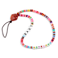 colored soft clay creative letter LOVE beaded mobile phone chain