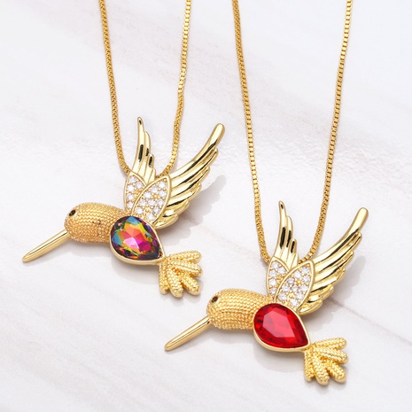 zircon simple creative niche luxury animal pendant bird copper necklace's discount tags