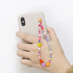chaîne de téléphone portable en céramique douce lettres perlées smiley créatives