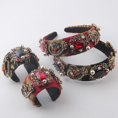 New baroque style floral cloth diamond geometric shape bracelet headband