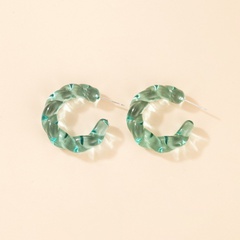 retro resin geometric candy green twisted C-shaped  earrings