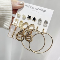 Creative 6 Pairs Shell Personality Big Circle Exaggerated Earrings
