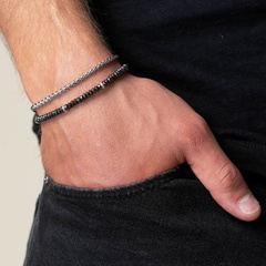 Black Iron Stone Elastic Bracelet Men's Personality Bracelet