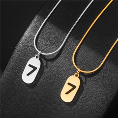 Titanium steel lucky number 7 necklace female simple necklace