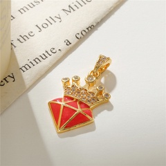 Real gold-plated copper micro-inlaid zircon crown pendant jewelry accessories
