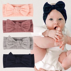 Kinderkopfbedeckungen Großhandel Säuglings einfarbig kariertes geknotetes elastisches Stirnband mit Schleife