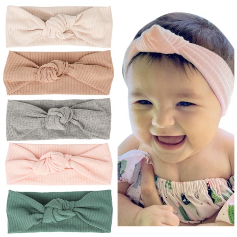 children's headgear wholesale solid color baby threaded cotton solid color headband's discount tags