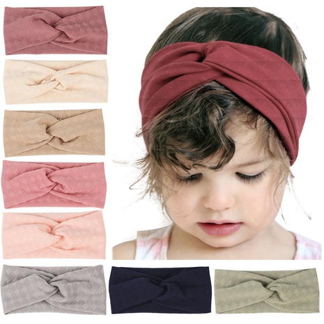 diadema para niños venta al por mayor banda para el cabello de ala ancha elástica cruzada a cuadros de color sólido para bebés's discount tags