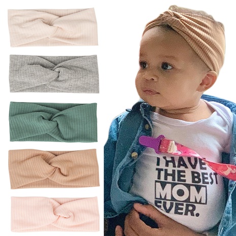 vente en gros fil de couleur unie pour bébé oreilles de lapin croisées bandeau à rayures's discount tags