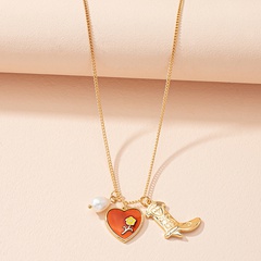 red love pearl female cute shoes pendant sweater chain necklace