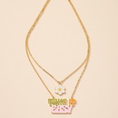Korean flower letter necklace doublelayer personality dripping oil alloy necklacepicture7