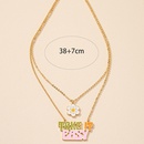 Korean flower letter necklace doublelayer personality dripping oil alloy necklacepicture9