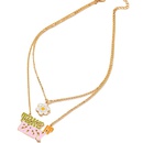 Korean flower letter necklace doublelayer personality dripping oil alloy necklacepicture10