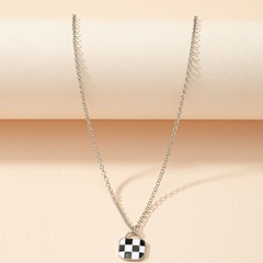 Fashion black and white checkerboard alloy necklace