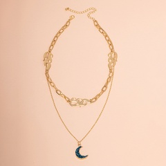 ethnic Double layered flame clavicle chain female crescent necklace
