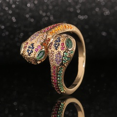 new fashion jewelry copper inlaid colorful zircon snake ring