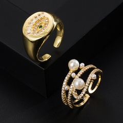 fashion gold-plated copper micro-inlaid zircon devil's eye ring