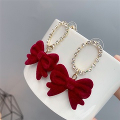 red velvet bow earrings 2021 new autumn and winter earrings