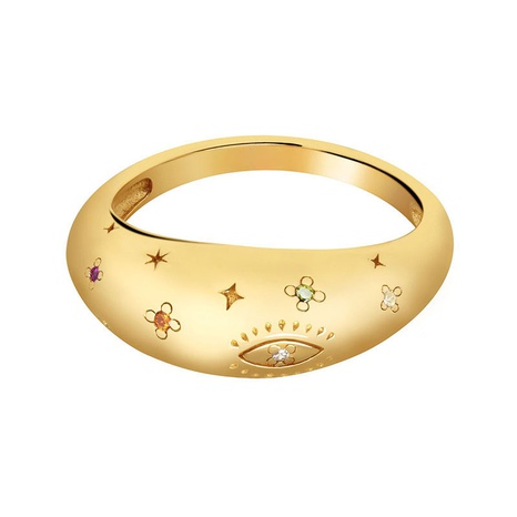 new star and moon micro-inlaid zircon brass ring's discount tags