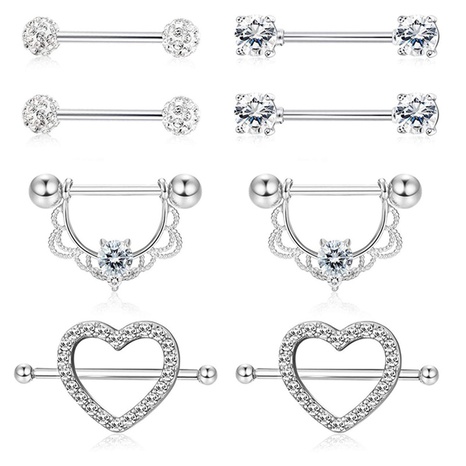 new 4 pairs of breast rings 4 colors optional piercing suit stainless steel piercing jewelry's discount tags