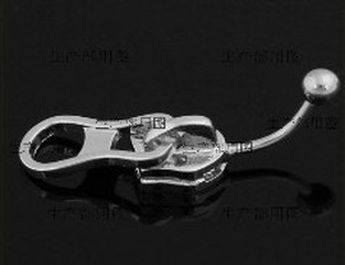 316L Medical Steel Piercing Zipper Navel Ring