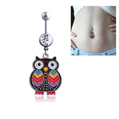 European and American hot-selling belly button nail body piercing jewelry owl belly button buckle accessories