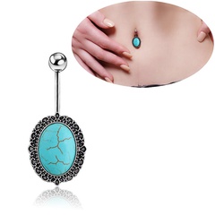 oval blue line turquoise belly button buckle belly button ring wholesale