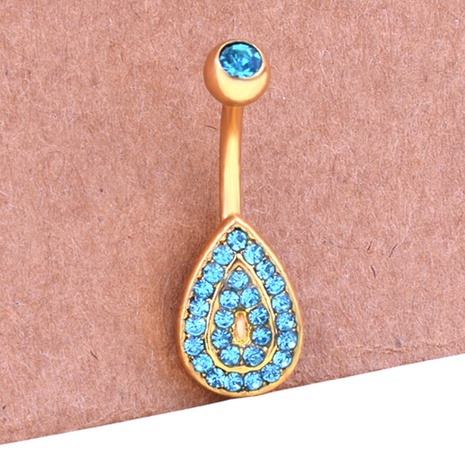 Hot-selling piercing jewelry popular full diamond drop-shaped belly button ring belly button nails NHLLU524627's discount tags