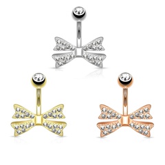 full diamond shiny bow navel ring wholesale navel button nails
