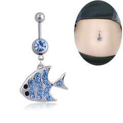 sexy piercing belly button nails crystal diamond-studded fish pendant belly button ring umbilical nail