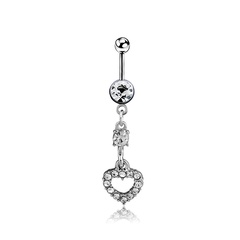Body Piercing Peach Heart Pendant Belly Button Nails Crystal Diamond-studded Belly Button Ring