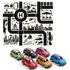Eltern-Kind-Krabbelspielmatte für Kinder faltbare Babymatte feuchtigkeitsbeständige Krabbelmatte für den Außenbereich mit 6 Autos Spielzeug