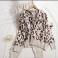 gilet d39automne et d39hiver cardigan  capuche couleur contrastante imprim lopard trois pices tricot femmespicture14