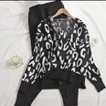 gilet d39automne et d39hiver cardigan  capuche couleur contrastante imprim lopard trois pices tricot femmespicture15