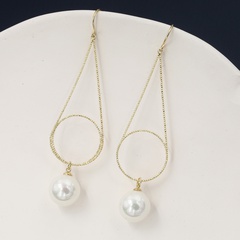 Simple fashion multi-layer pearl drop copper earrings