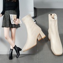 Nouvelles bottes extensibles  talons pais bottes courtes bottes pour femmes  bout carr et  talon moyen bottes simples britanniques  la modepicture8