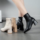 Nouvelles bottes extensibles  talons pais bottes courtes bottes pour femmes  bout carr et  talon moyen bottes simples britanniques  la modepicture9