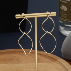 Simple geometric classic fashion double oval copper earrings