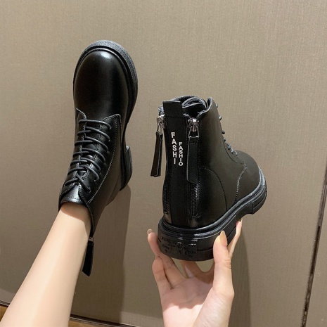 Koreanische kurze Stiefel mit flachem Boden Dünne einzelne Stiefel mit dickem Boden's discount tags