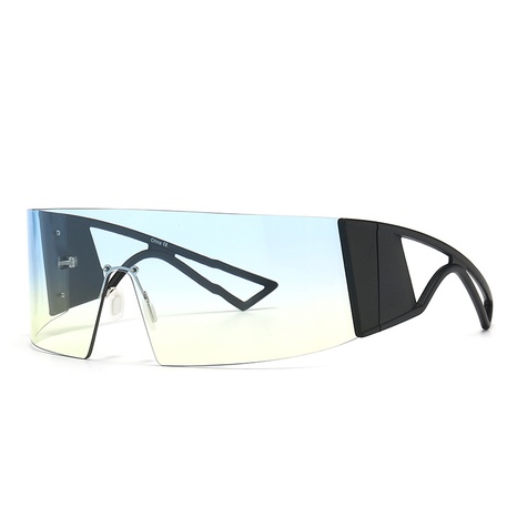 einteilige Sonnenbrille mit übergroßem Rahmen mit flacher Oberseite und Farbbeschichtung's discount tags