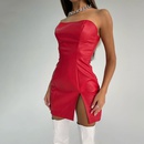 2021 neue Wintermode sexy Leder Slim Split Kleid Grohandelpicture6