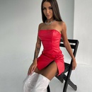 2021 neue Wintermode sexy Leder Slim Split Kleid Grohandelpicture9
