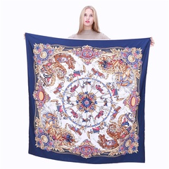 new 130cm women's silk scarf carousel print twill imitation silk large square scarf shawl scarf