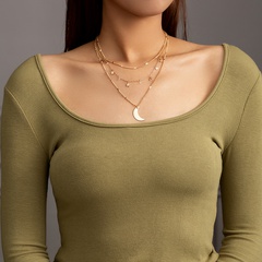Simple multi-layered star and moon necklace clavicle chain wholesale
