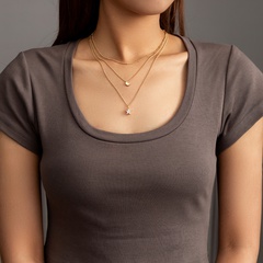 Fashion design sense stacked zircon five-pointed star multi-layer necklace